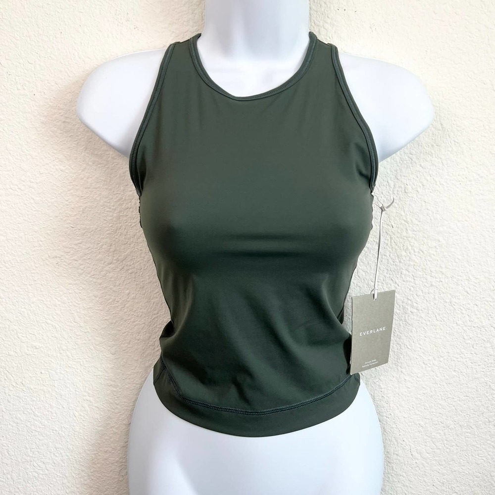 New Everlane The Perform Tank Cropped Athletic Pine Green Women's XXS Gym